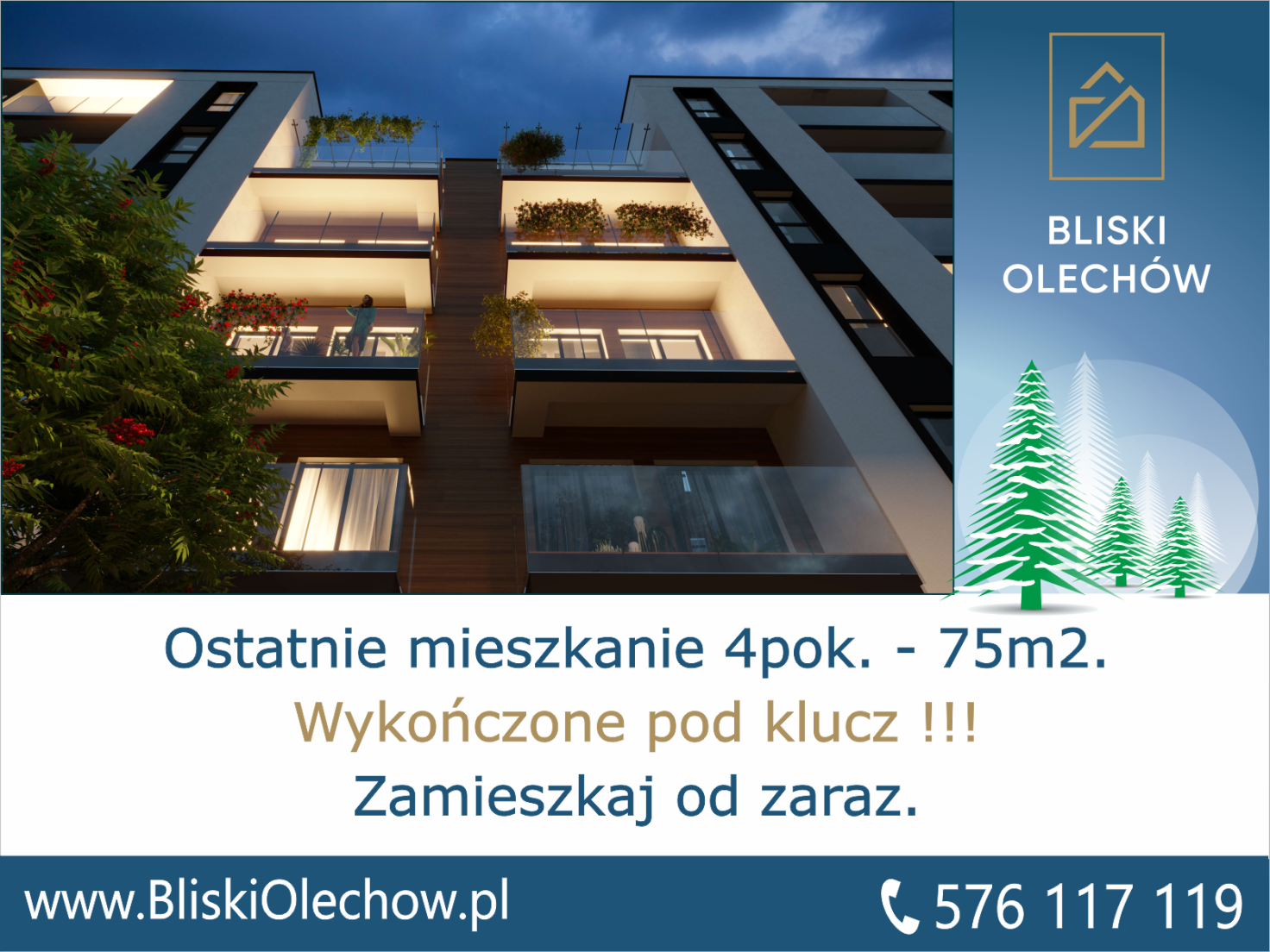 Ostatnie mieszkanie - wykończone pod klucz - 4 pok, 75m2